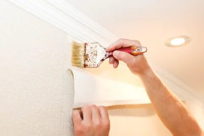 Pose de papier peint à la Petite-Boissière — revêtements muraux et toiles de verre
